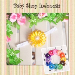 large H093 Bandana Ribbon Flower Pearl 25 kuning